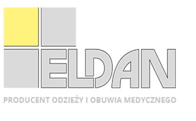 Napis Eldan producent odzieży i obuwia medycznego