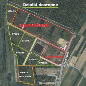 Mapa działek na sprzedaż w Parku Przemysłowym Lubaczów - stan na 03.2022